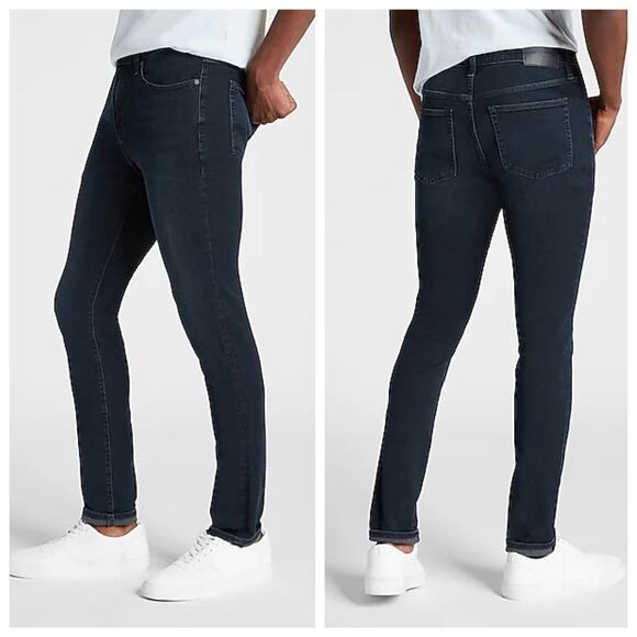 Express Super Skinny Dark Wash 4-Way Hyper Stretch Jeans 28 x 32 - Picture 2 of 9